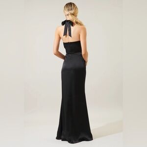 Sugarlips Black Halter Satin Maxi Dress